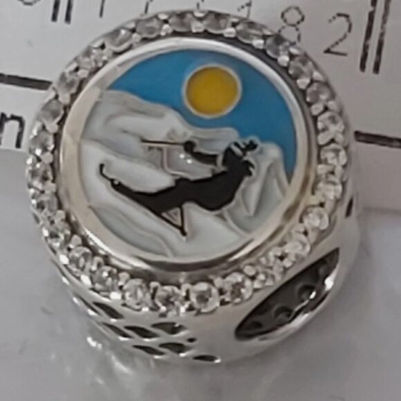 AUTHENTIC PANDORA Sterling Silver Skier Button Charm with Cz's ENG792016CZ_254 - Picture 7 of 10